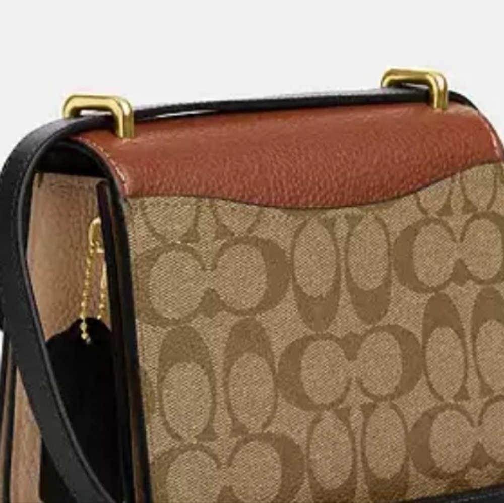Coach Square Morgan Brown and Tan Crossbody Bag with Adjustable Strap - Picture 3 of 4